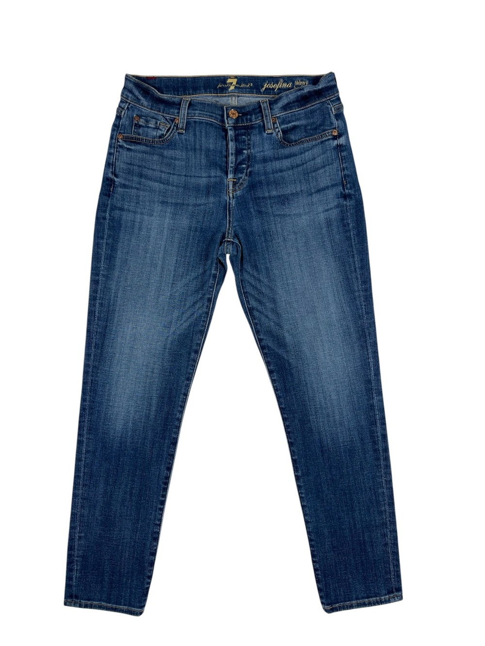 7 FOR ALL MANKIND JOSEPHINA skinny boyfriend jeans medium wash size 26 Mid rise